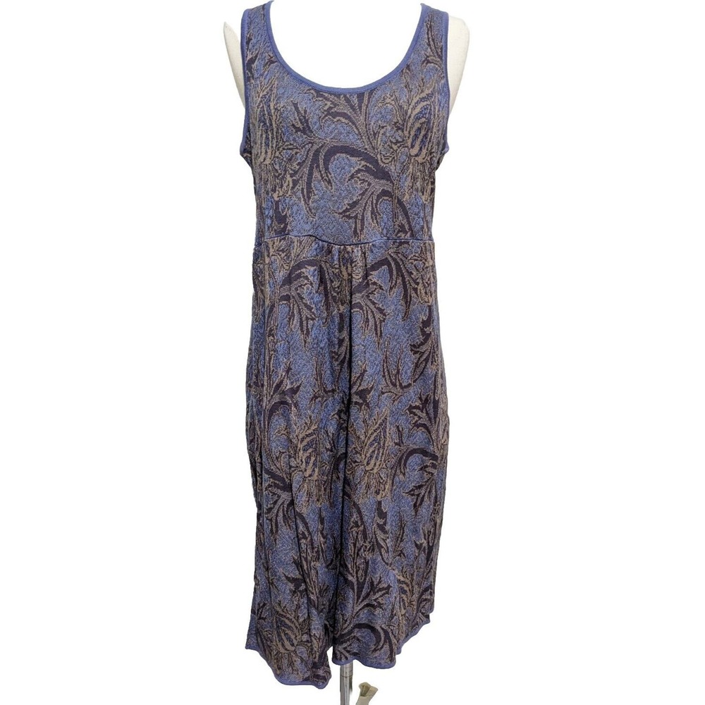 Peruvian Connection pima cotton blue floral knit tank dress M Medium